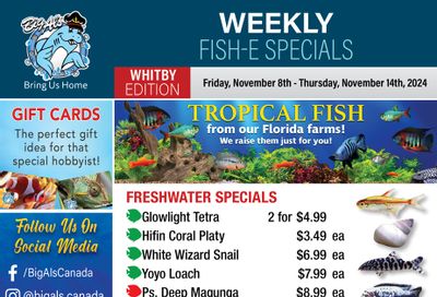 Big Al's (Whitby) Weekly Specials November 8 to 14