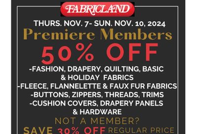 Fabricland (Oshawa, Whitby, Kitchener, St. Catharines, Welland) Flyer November 7 to 10