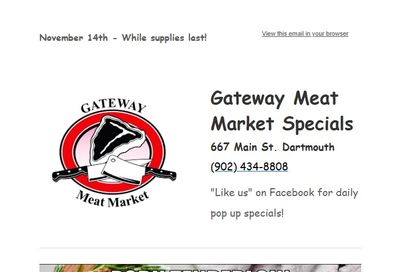 Gateway Meat Market Flyer November 14 to 20