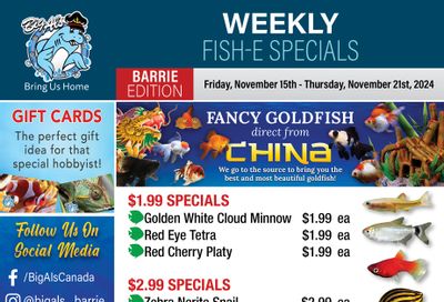 Big Al's (Barrie) Weekly Specials November 15 to 21