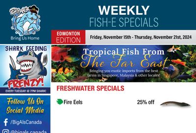 Big Al's (Edmonton) Weekly Specials November 15 to 21