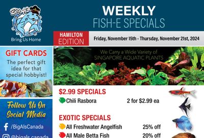 Big Al's (Hamilton) Weekly Specials November 15 to 21