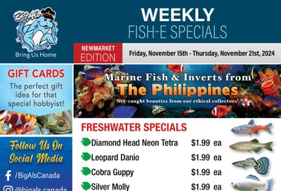 Big Al's (Newmarket) Weekly Specials November 15 to 21