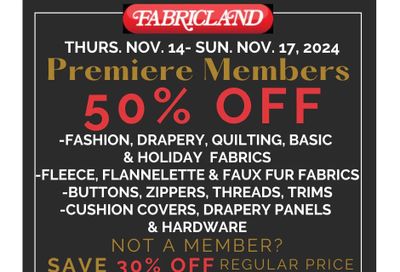 Fabricland (Oshawa, Whitby, Kitchener, St. Catharines, Welland) Flyer November 14 to 17