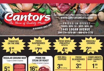 Cantor's Meats Flyer November 14 to 20