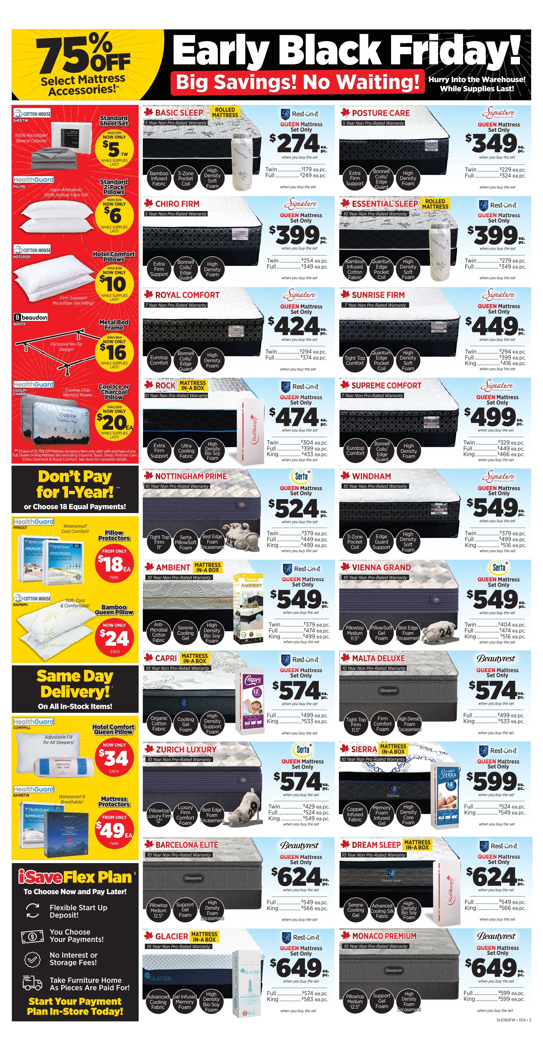 Surplus Furniture & Mattress Warehouse (St. John's, Corner Brook, Grand Falls Windsor) Flyer November 18 to 24