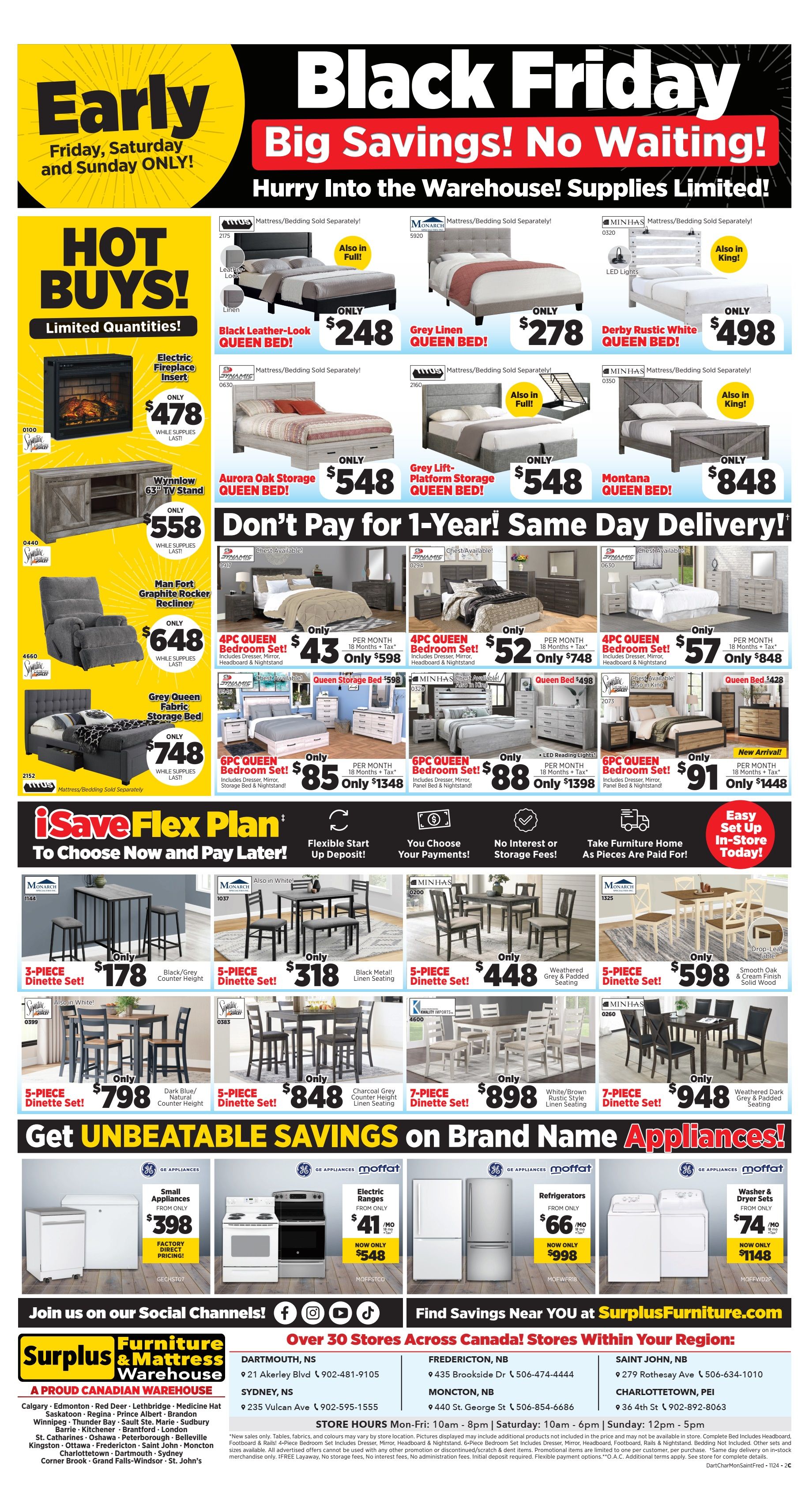 Surplus Furniture & Mattress Warehouse (Dartmouth, Saint John, Fredericton) Flyer November 18 to 24