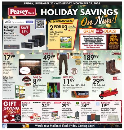 Peavey Mart Flyer November 22 to 27