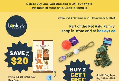 Bosley's by PetValu Flyer November 21 to December 4