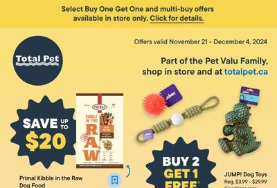 Total Pet Flyer November 21 to December 4