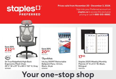 Staples Business Flyer November 20 to December 3