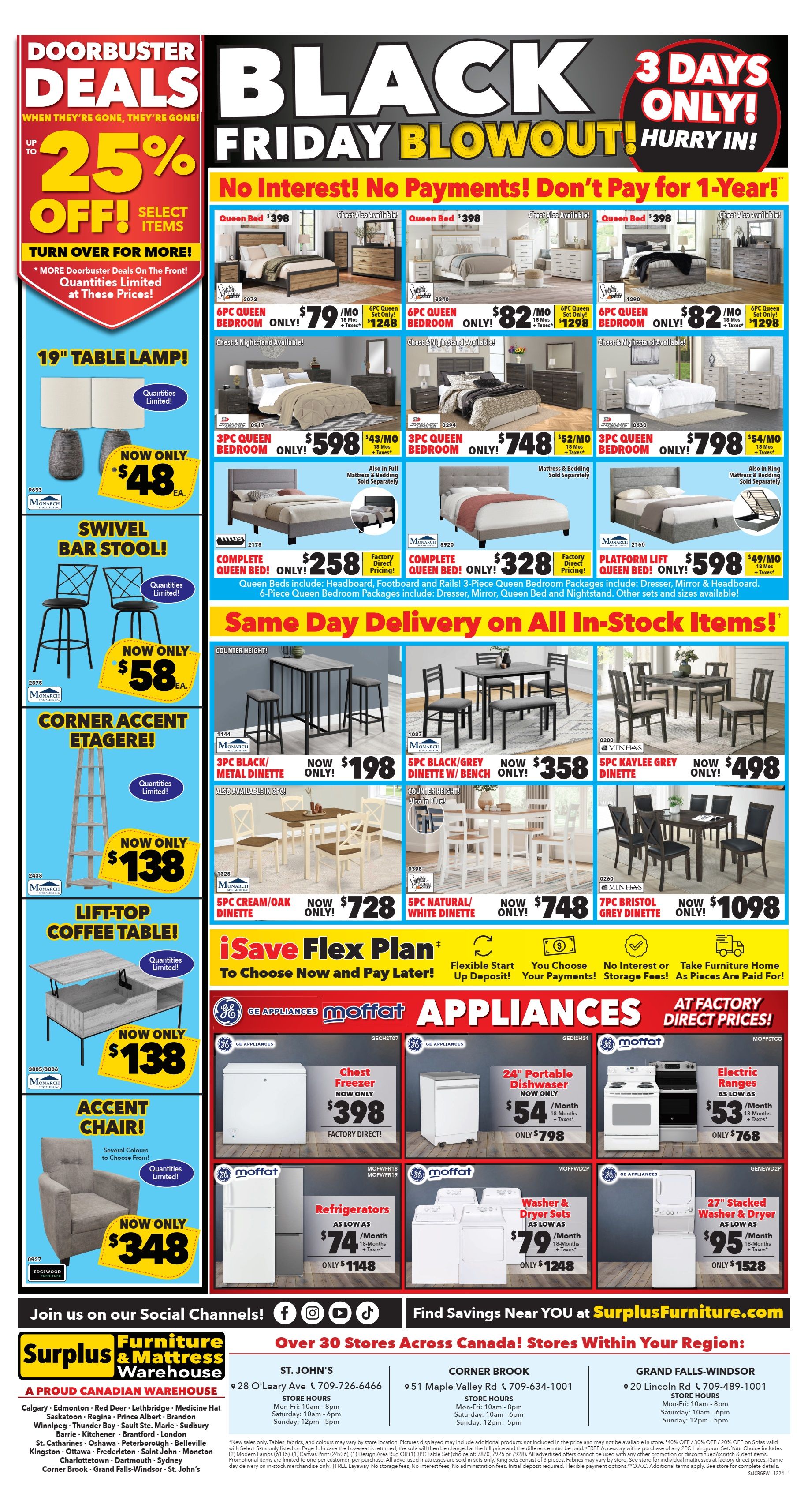 Surplus Furniture & Mattress Warehouse (St. John's, Corner Brook, Grand Falls Windsor) Flyer November 25 to December 1