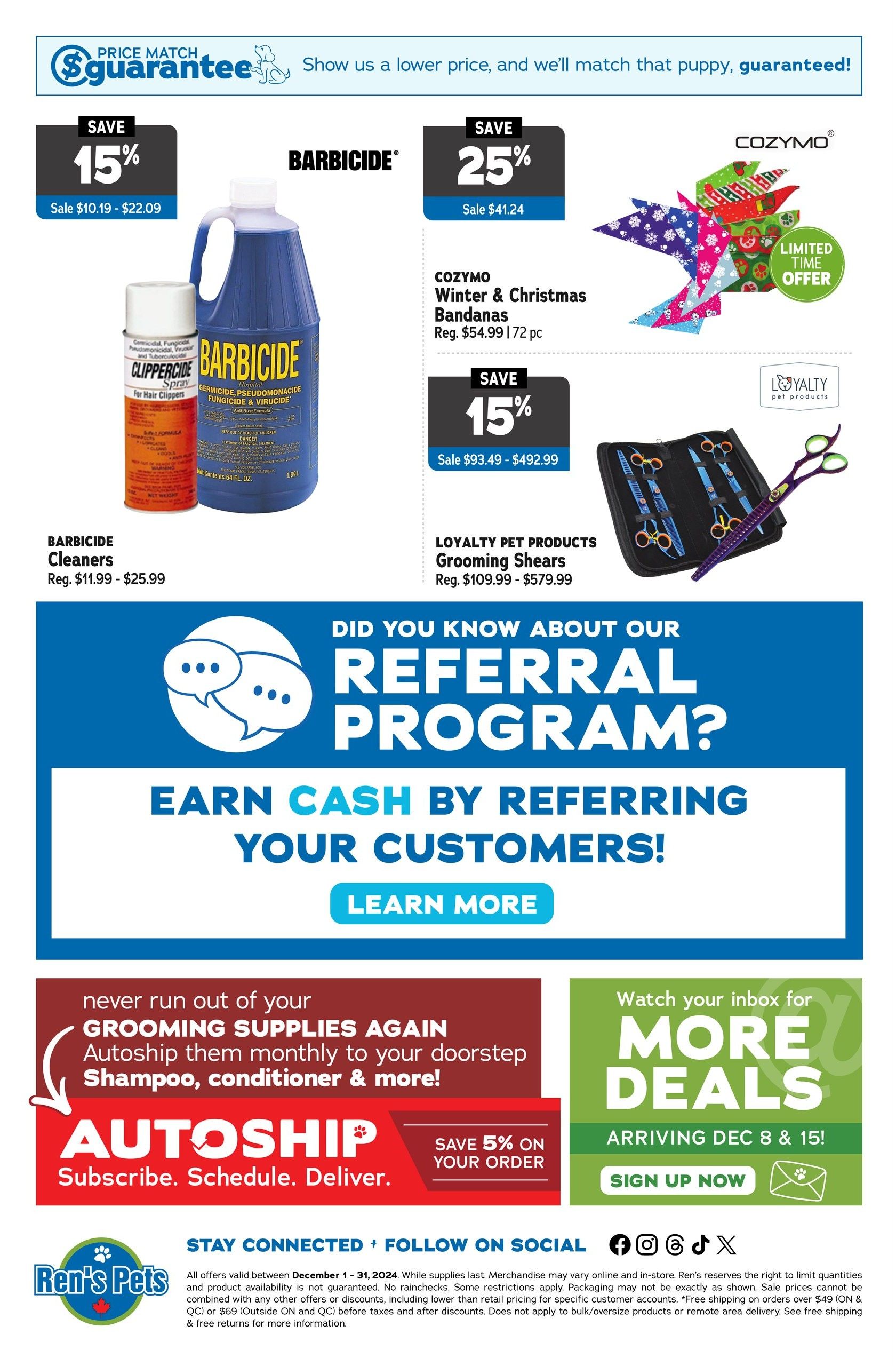 Ren's Pets Pet Professional Monthly Flyer December 1 to 31