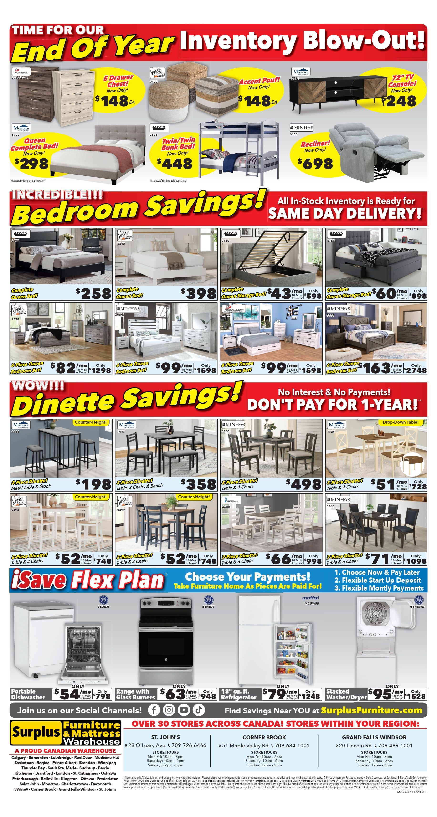 Surplus Furniture & Mattress Warehouse (St. John's, Corner Brook, Grand Falls Windsor) Flyer December 2 to 15