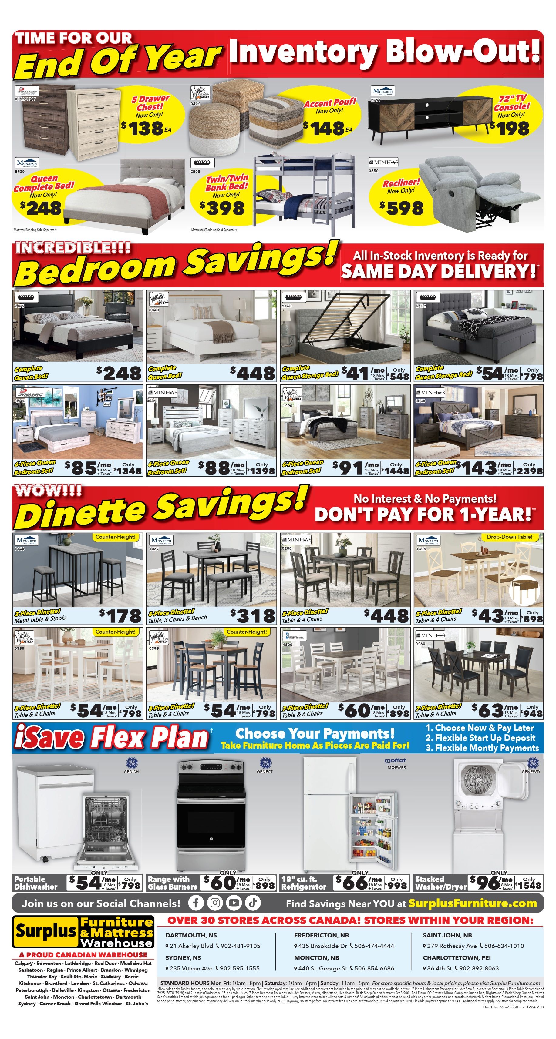 Surplus Furniture & Mattress Warehouse (Dartmouth, Charlottetown, Moncton, Saint John, Fredericton) Flyer December 2 to 15