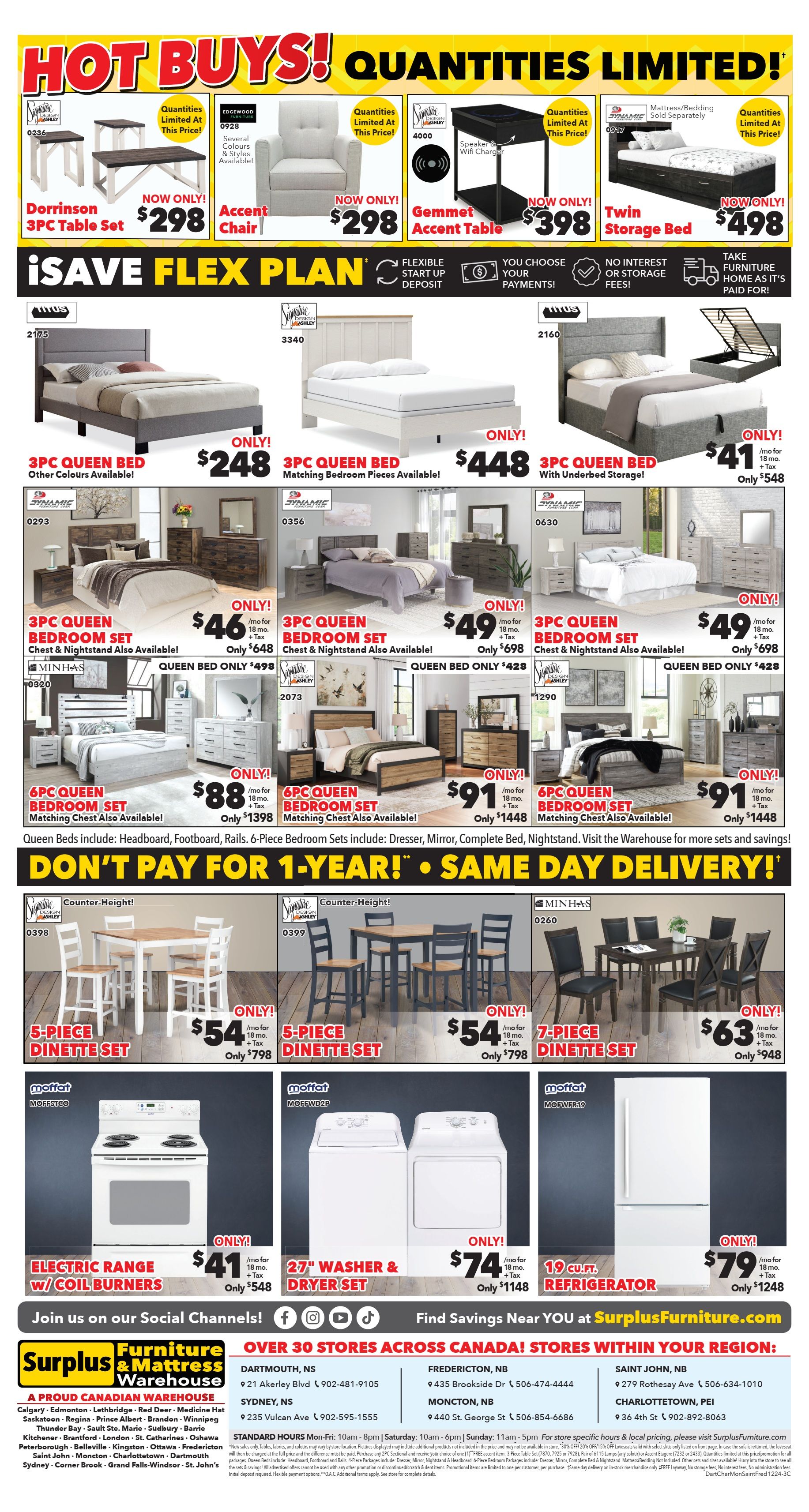 Surplus Furniture & Mattress Warehouse (Dartmouth, Charlottetown, Moncton, Saint John, Fredericton) Flyer December 16 to 29