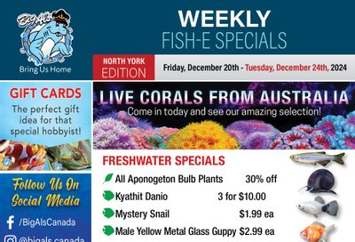 Big Al's (North York) Weekly Specials December 20 to 24 Big Al's (North York) Weekly Specials December 20 to 24