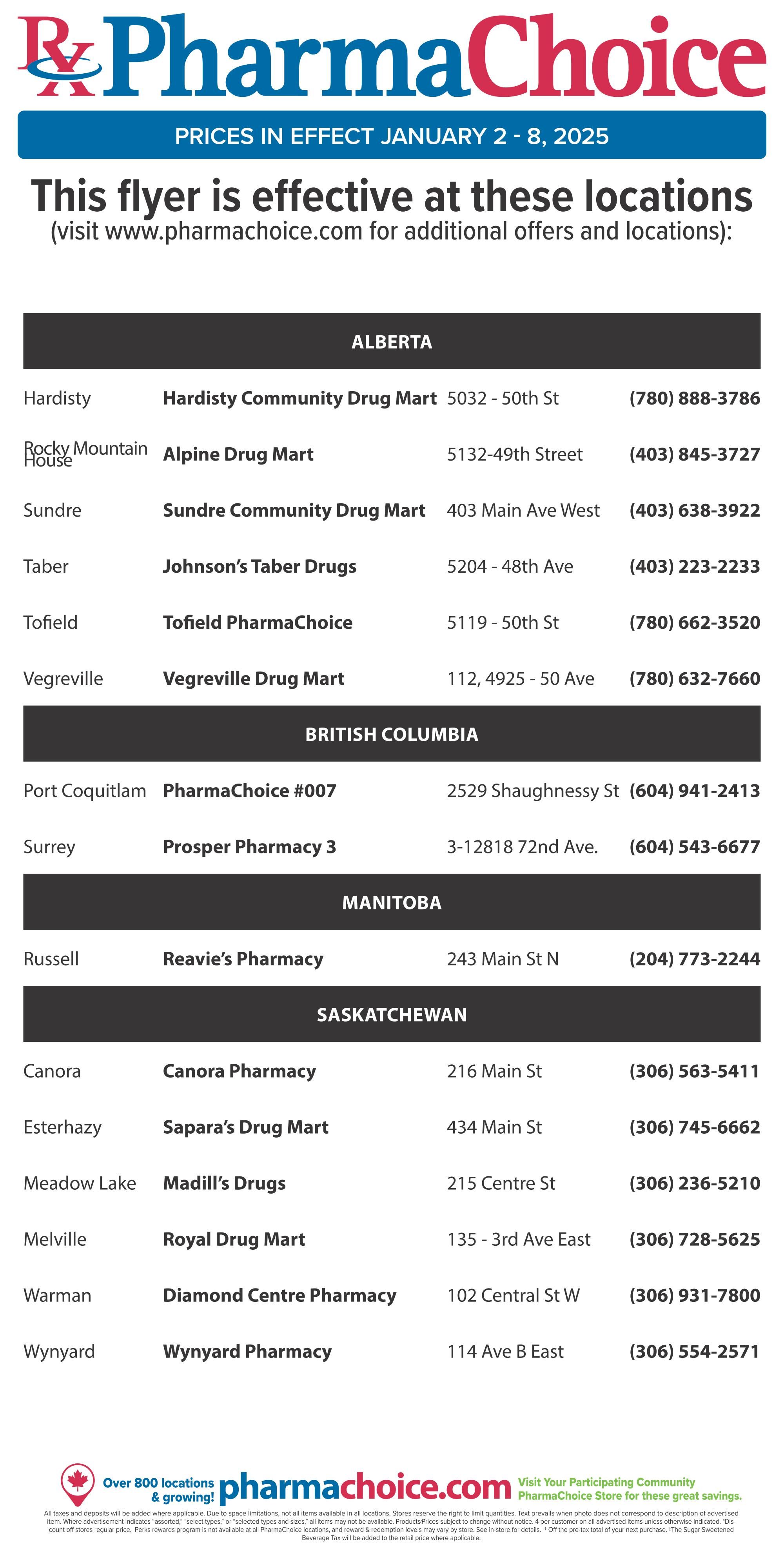 PharmaChoice (BC, AB, SK & MB) Flyer January 2 to 8