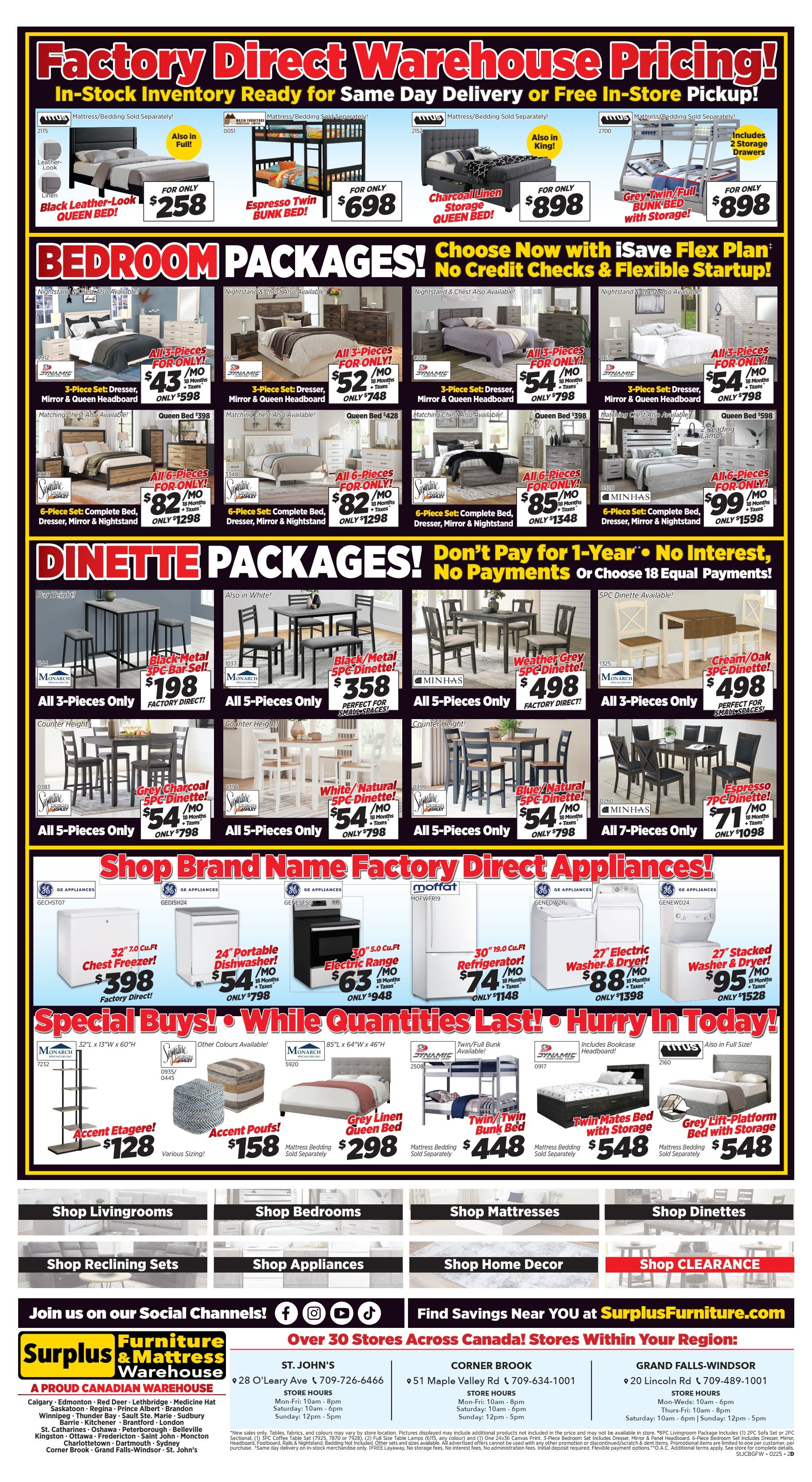 Surplus Furniture & Mattress Warehouse (St. John's, Corner Brook, Grand Falls Windsor) Flyer February 3 to 23