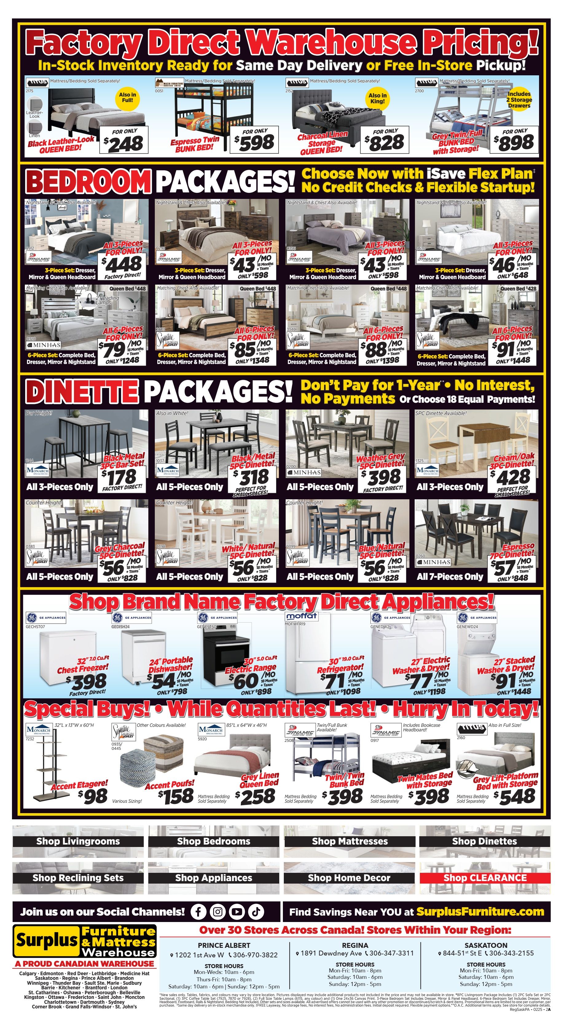 Surplus Furniture & Mattress Warehouse (Regina, Saskatoon, Prince Albert) Flyer February 3 to 23