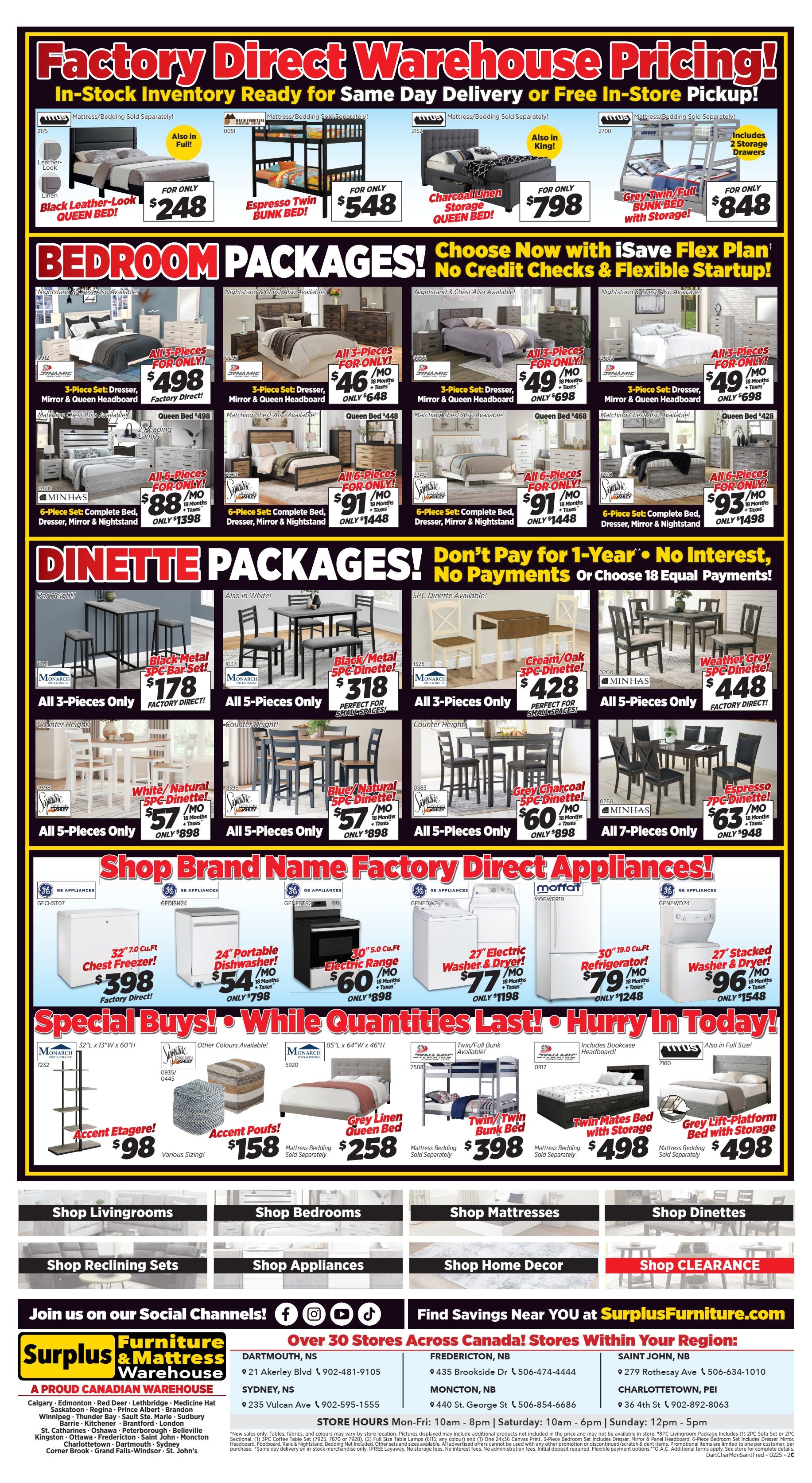 Surplus Furniture & Mattress Warehouse (Dartmouth, Charlottetown, Moncton, Saint John, Fredericton) Flyer February 3 to 23