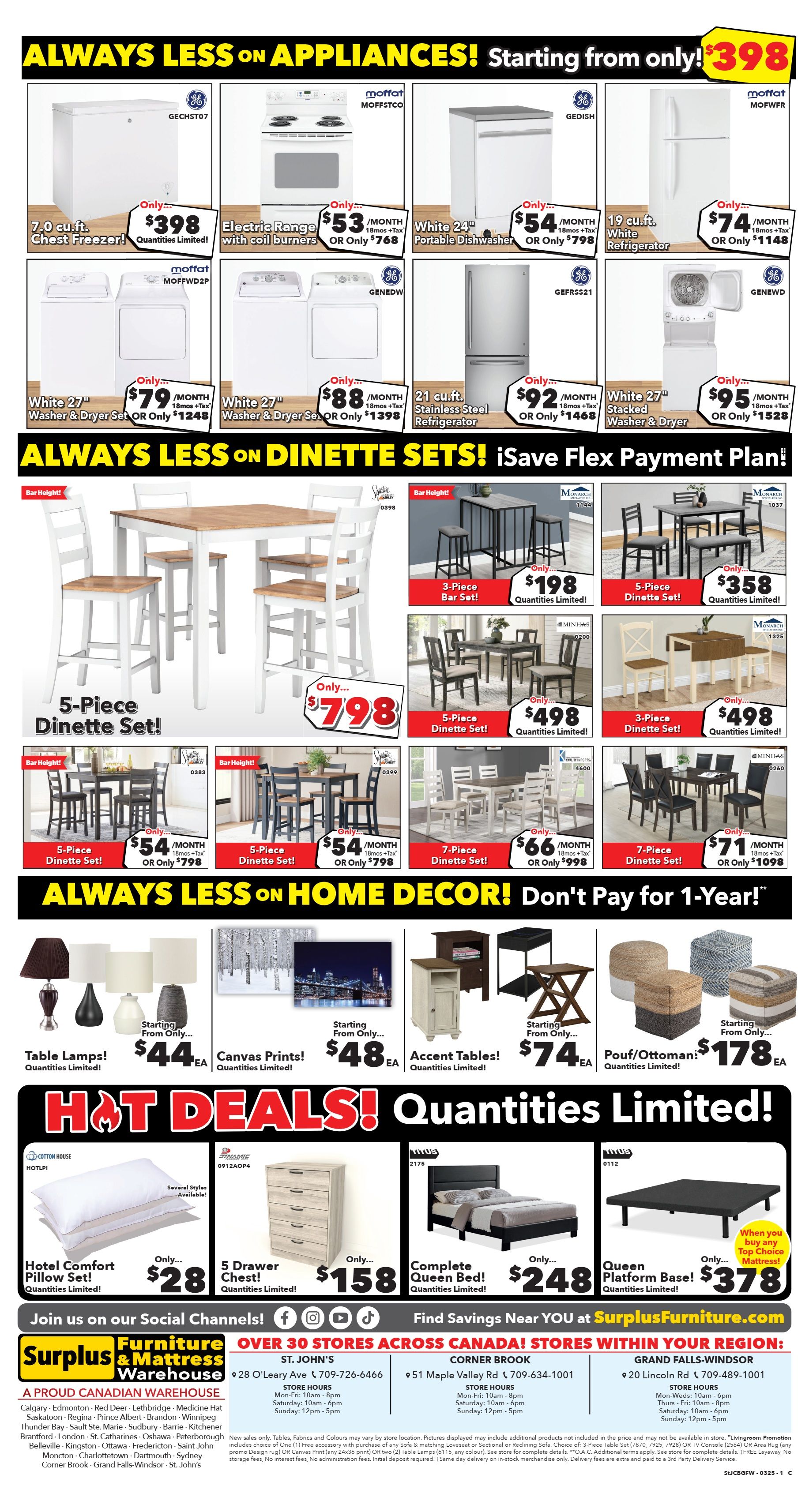 Surplus Furniture & Mattress Warehouse (St. John's, Corner Brook, Grand Falls Windsor) Flyer February 24 to March 2