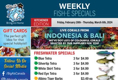 Big Al's (Kitchener) Weekly Specials February 28 to March 6 Big Al's (Kitchener) Weekly Specials February 28 to March 6