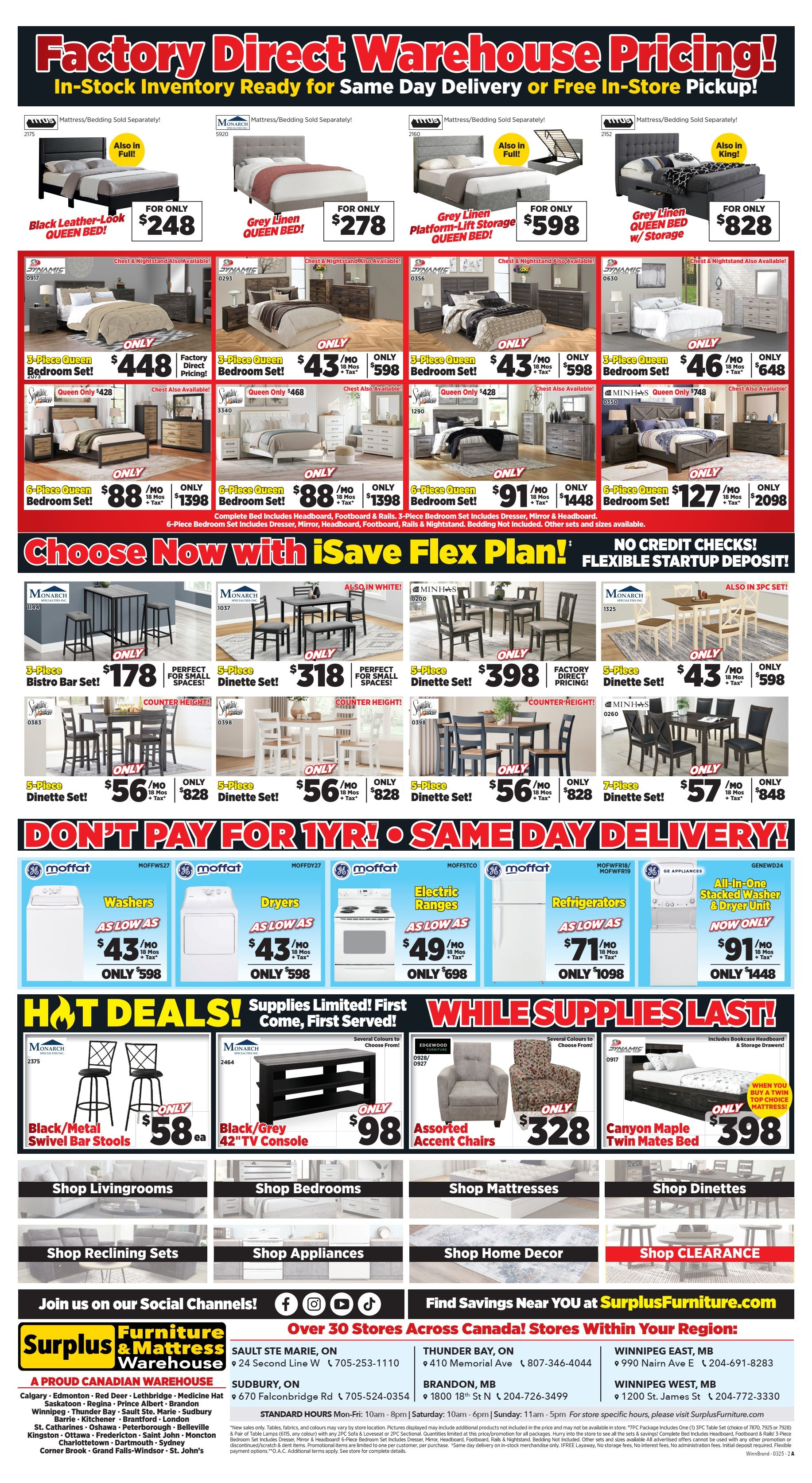 Surplus Furniture & Mattress Warehouse (Winnipeg, Brandon) Flyer March 3 to 16