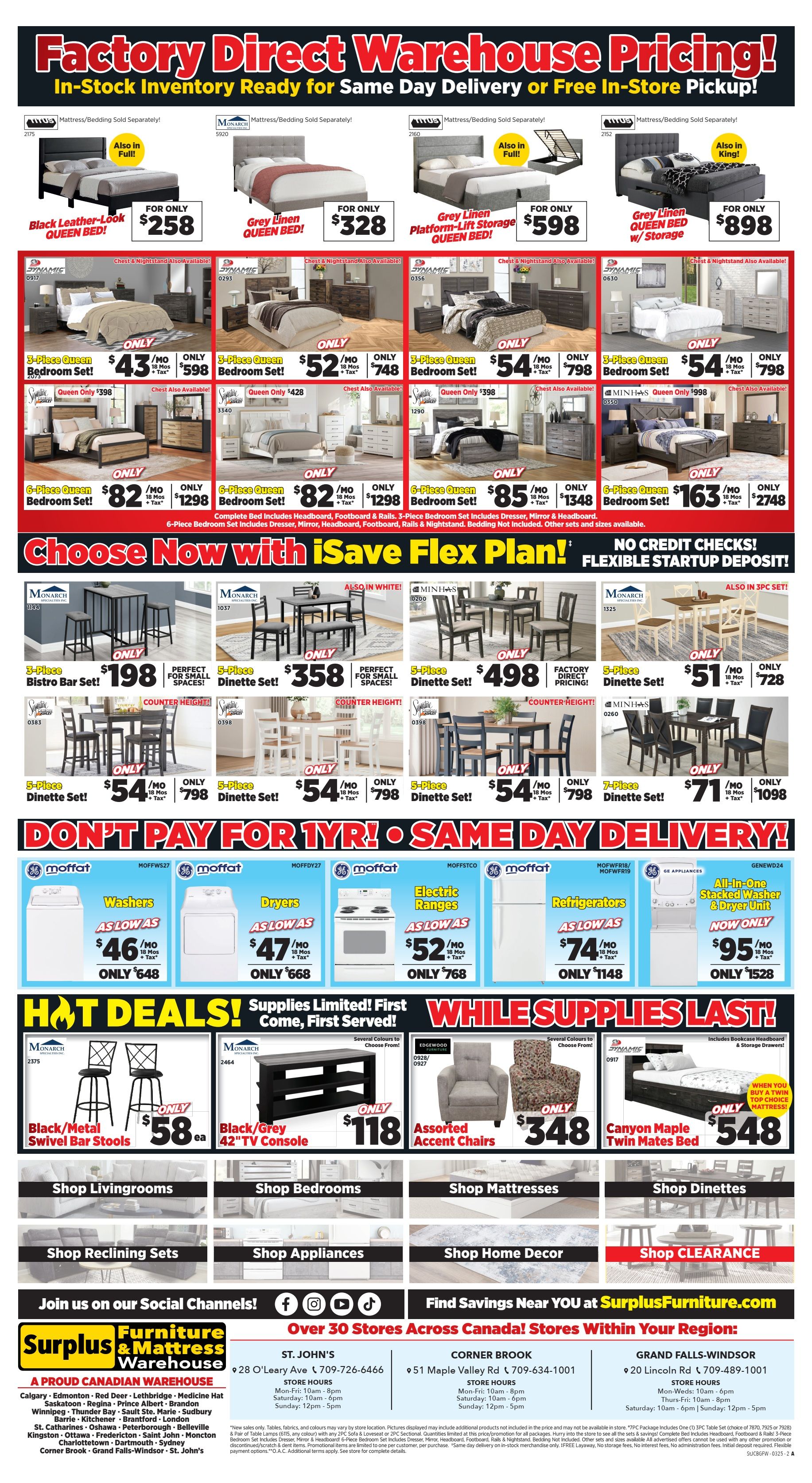 Surplus Furniture & Mattress Warehouse (St. John's, Corner Brook, Grand Falls Windsor) Flyer March 3 to 16