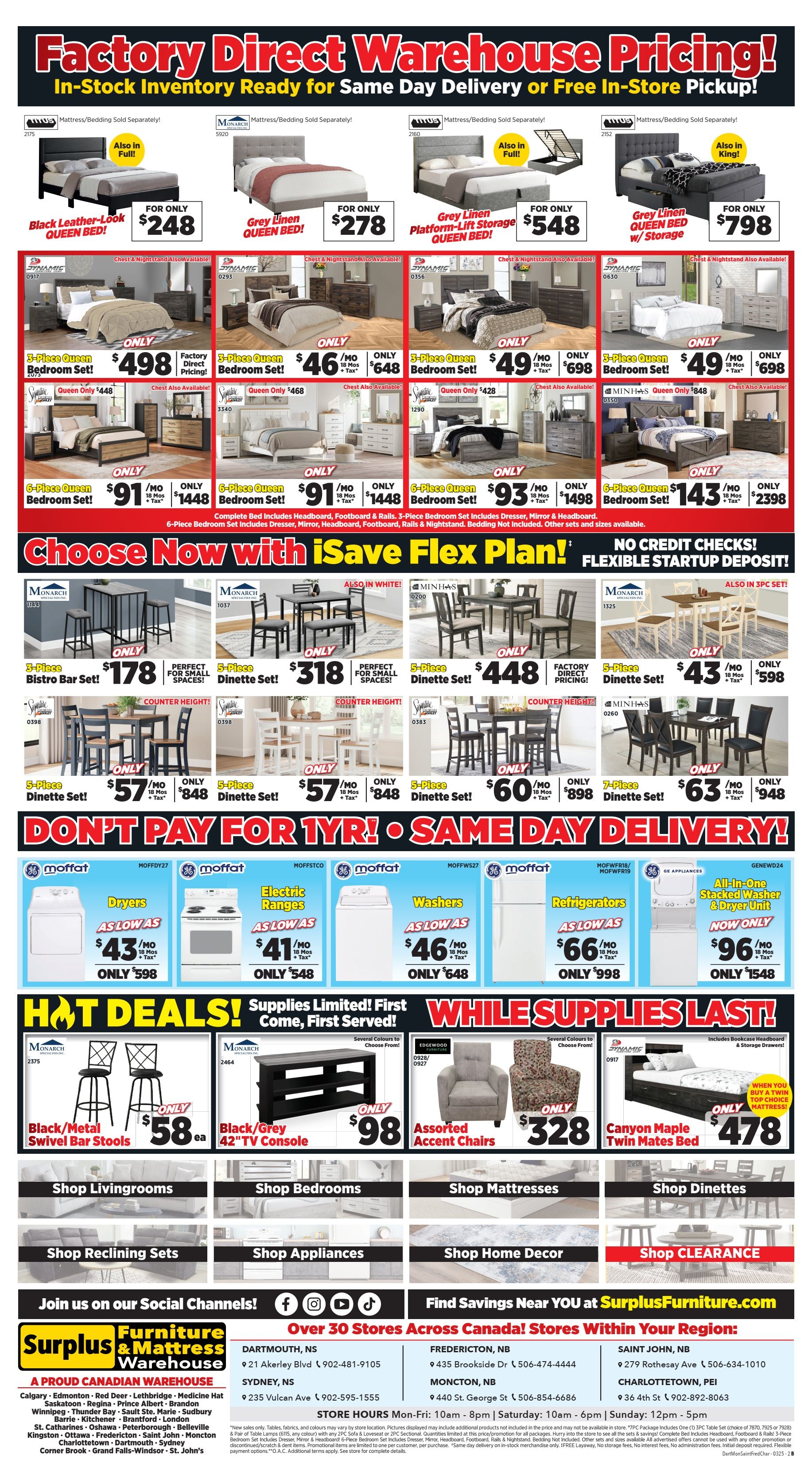 Surplus Furniture & Mattress Warehouse (Dartmouth, Charlottetown, Moncton, Saint John, Fredericton) Flyer March 3 to 16