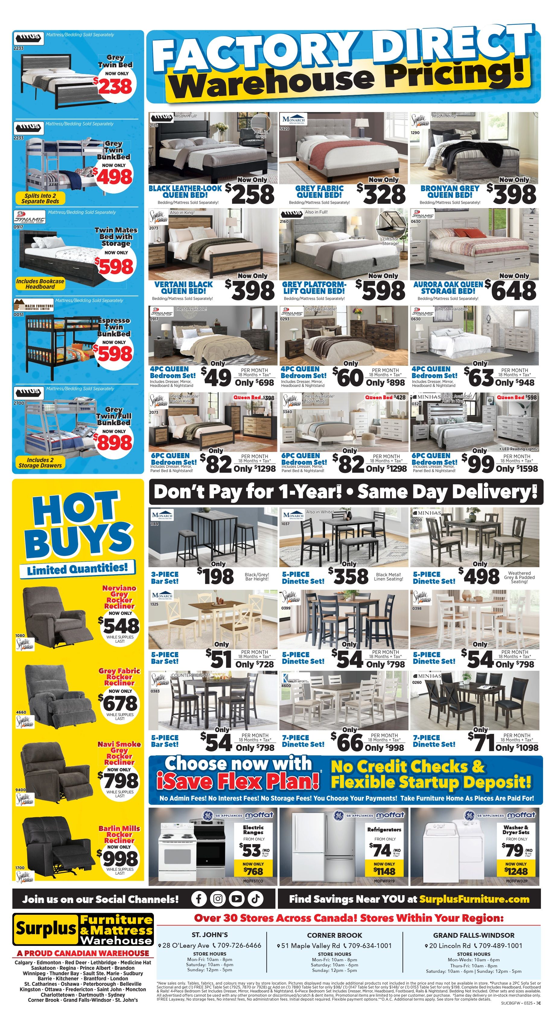 Surplus Furniture & Mattress Warehouse (St. John's, Corner Brook, Grand Falls Windsor) Flyer March 17 to 30