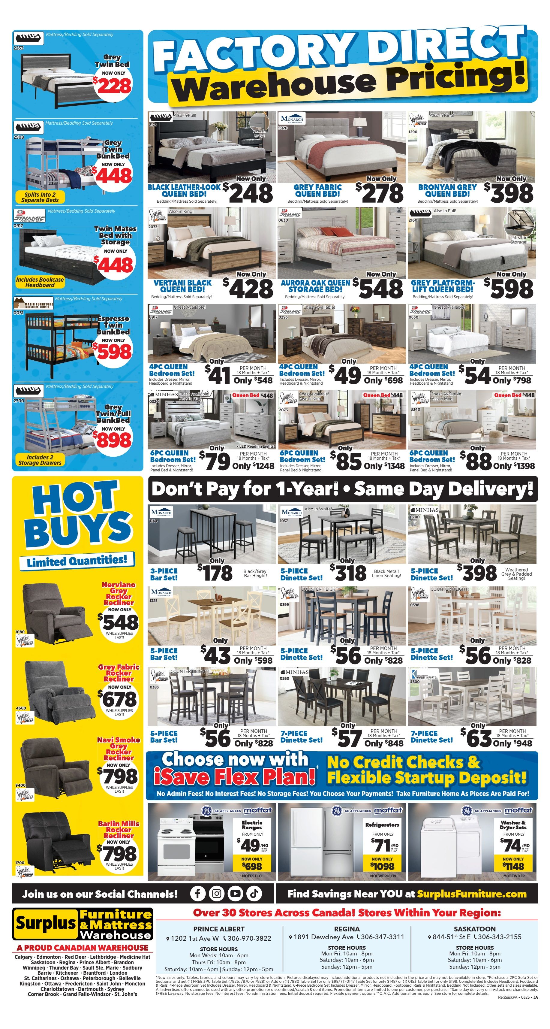 Surplus Furniture & Mattress Warehouse (Regina, Saskatoon, Prince Albert) Flyer March 17 to 30