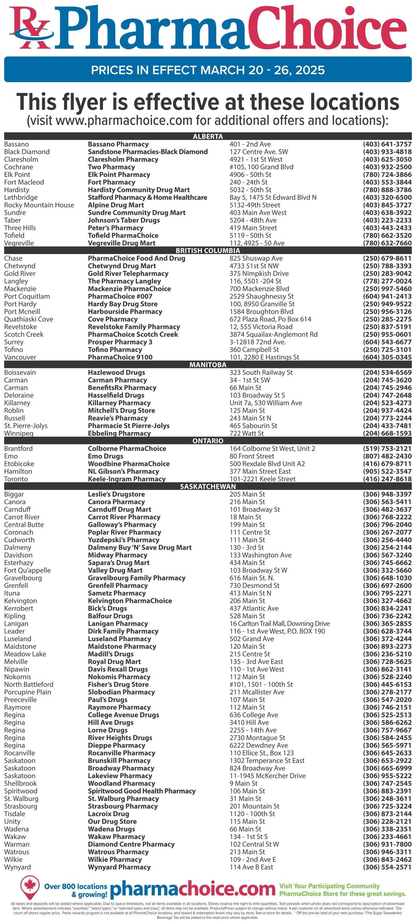 PharmaChoice (BC, AB, SK & MB) Flyer March 20 to 26