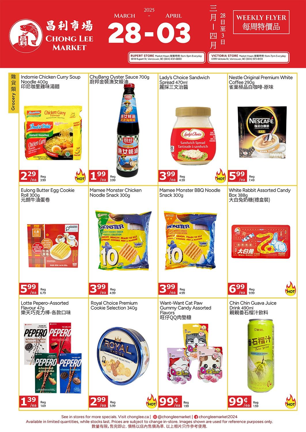 Chong Lee Market Flyer March 28 to April 3
