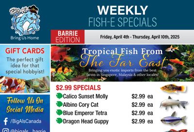 Big Al's (Barrie) Weekly Specials April 4 to 10