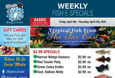 Big Al's (Barrie) Weekly Specials April 11 to 17
