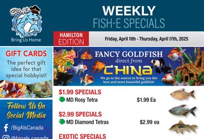 Big Al's (Hamilton) Weekly Specials April 11 to 17
