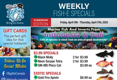 Big Al's (Scarborough) Weekly Specials April 11 to 17