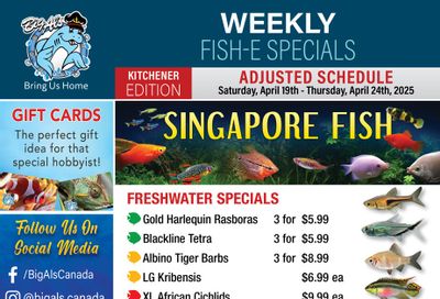 Big Al's (Kitchener) Weekly Specials April 19 to 24
