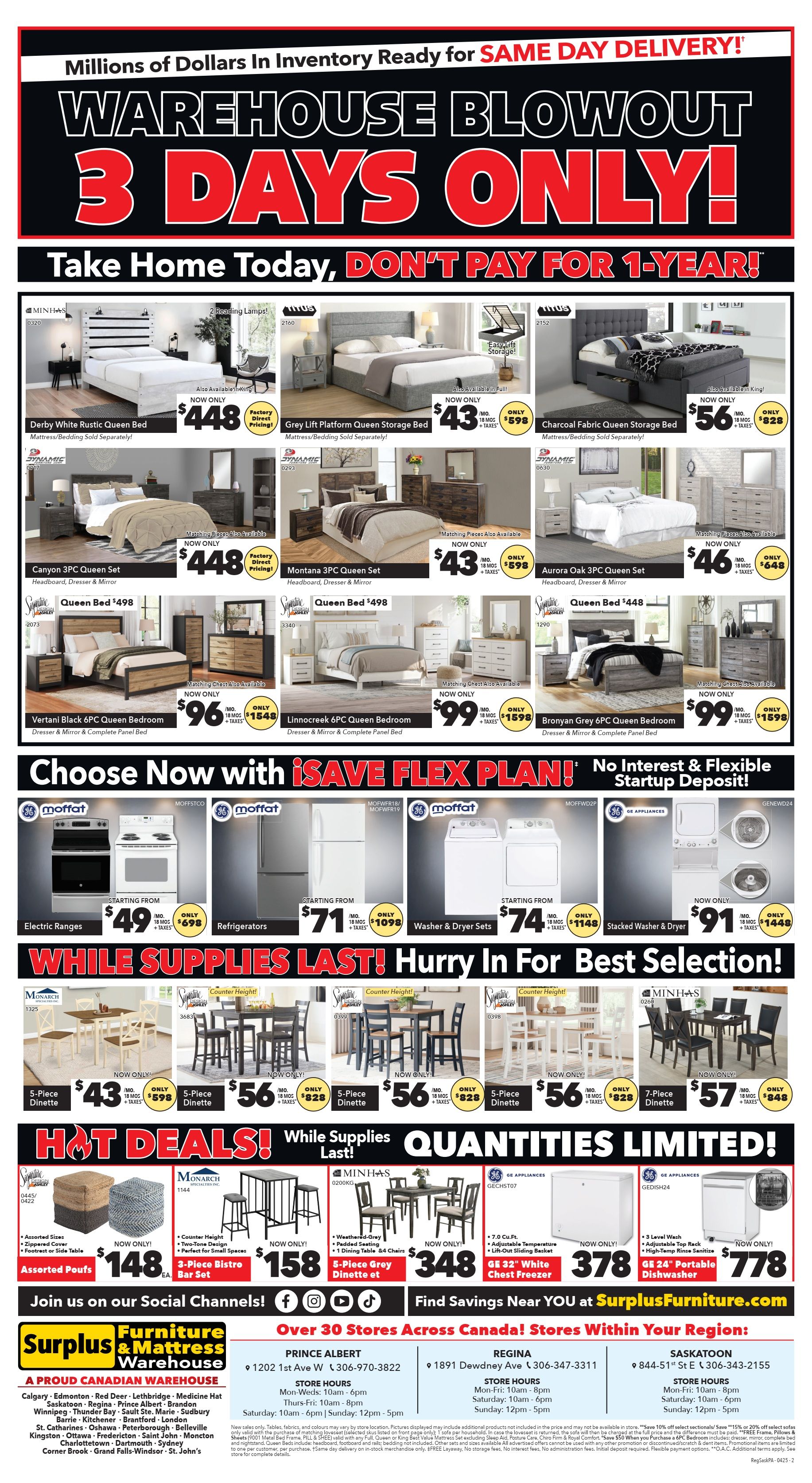 Surplus Furniture & Mattress Warehouse (Regina, Saskatoon, Prince Albert) Flyer April 21 to 27