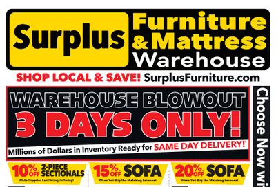 Surplus Furniture & Mattress Warehouse (Dartmouth, Charlottetown, Moncton, Saint John, Fredericton) Flyer April 21 to 27