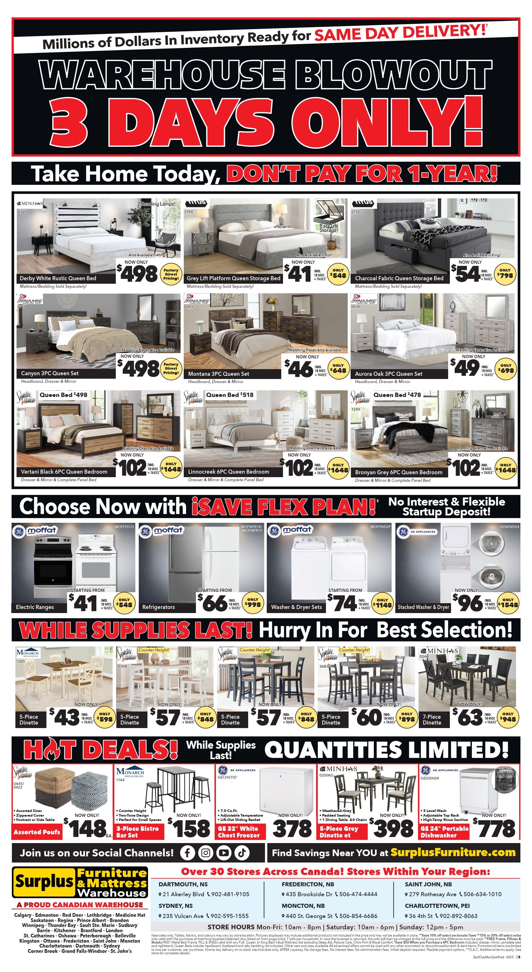Surplus Furniture & Mattress Warehouse (Dartmouth, Charlottetown, Moncton, Saint John, Fredericton) Flyer April 21 to 27