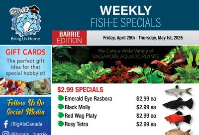 Big Al's (Barrie) Weekly Specials April 25 to May 1