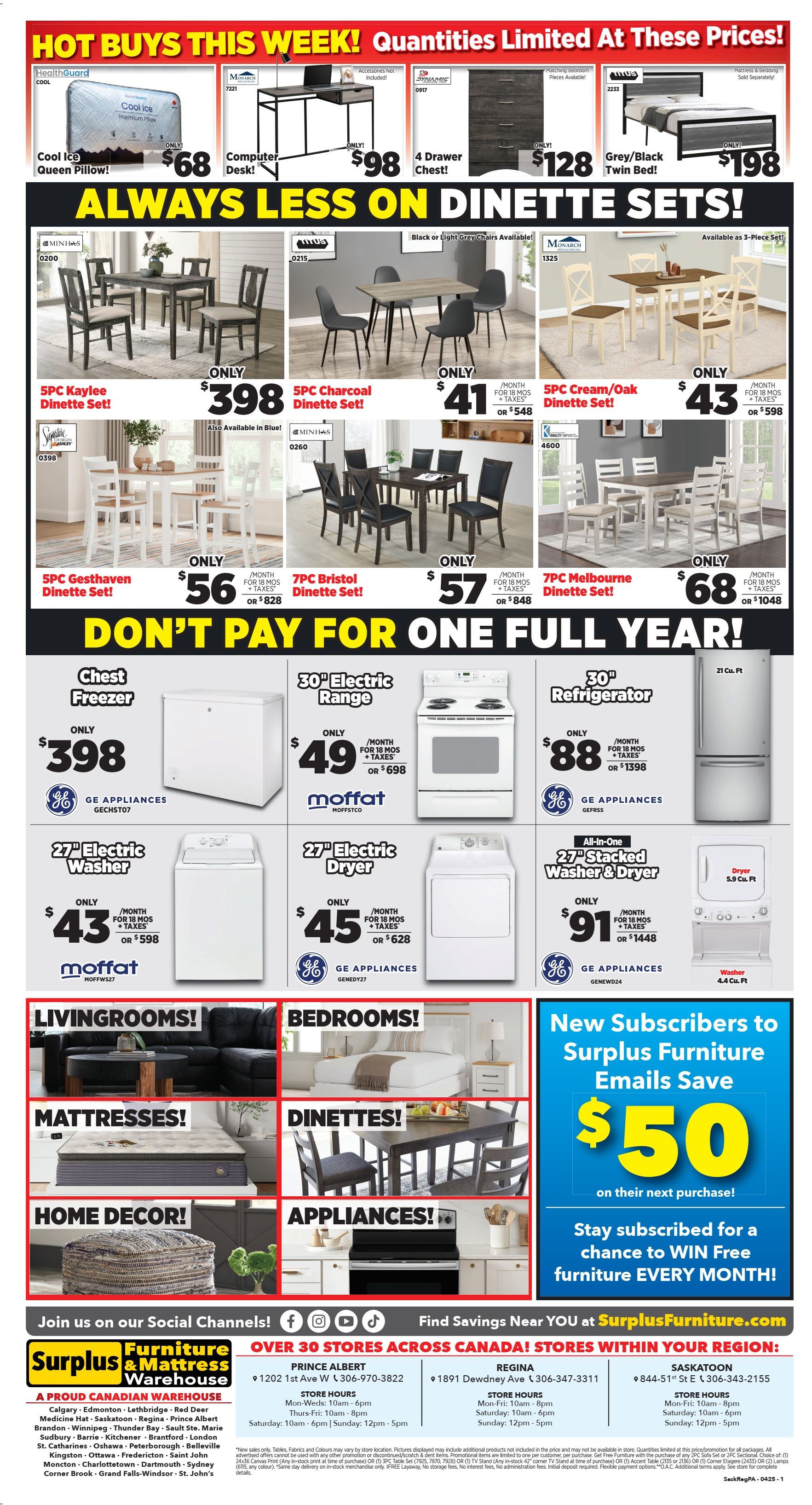 Surplus Furniture & Mattress Warehouse (Regina, Saskatoon, Prince Albert) Flyer April 28 to May 4