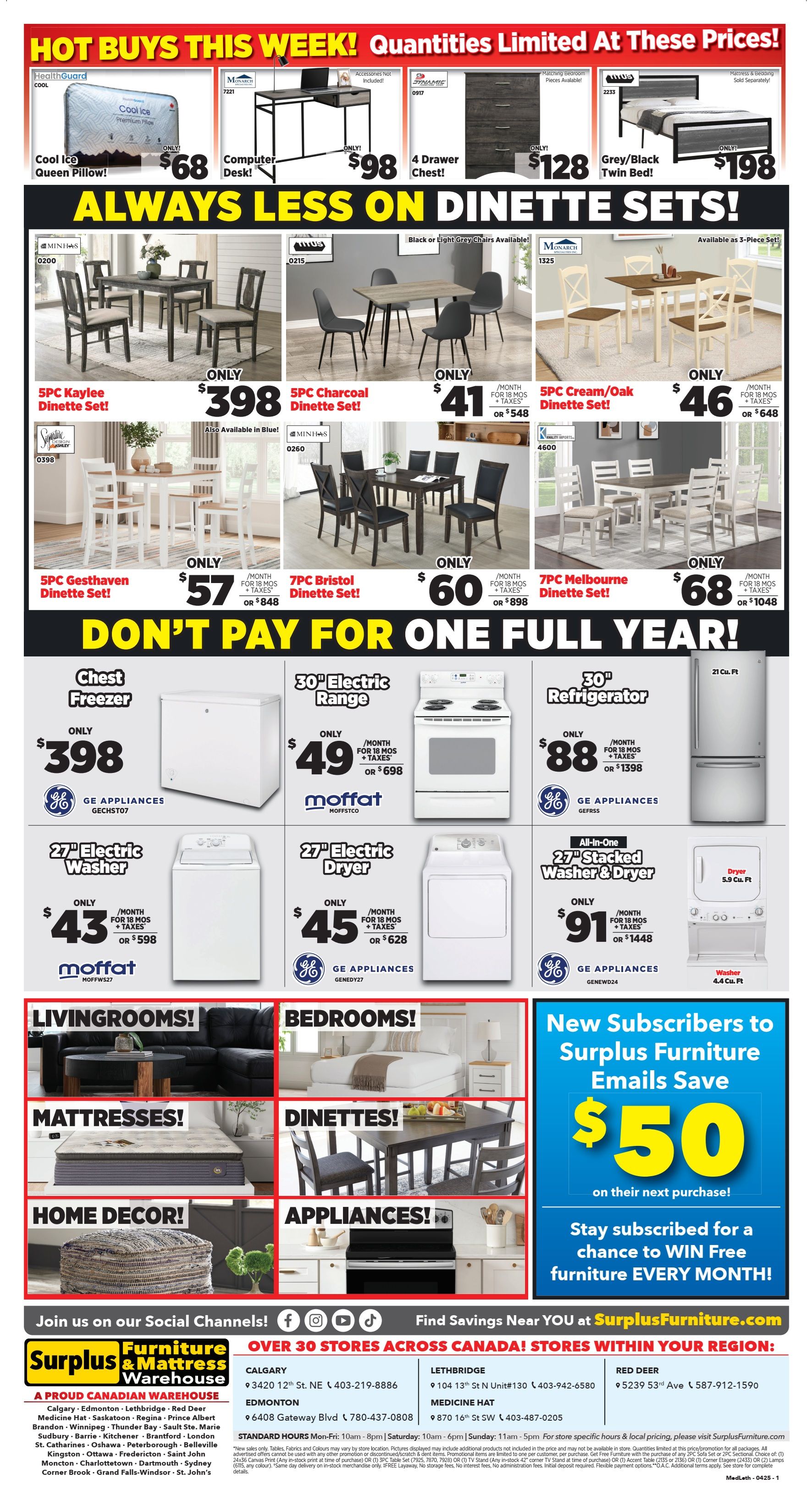 Surplus Furniture & Mattress Warehouse (Medicine Hat, Lethbridge) Flyer April 28 to May 4