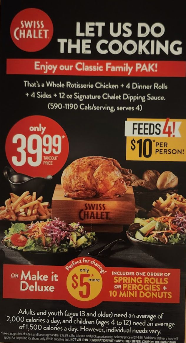 Swiss Chalet Canada New Coupons, Valid Until July 13