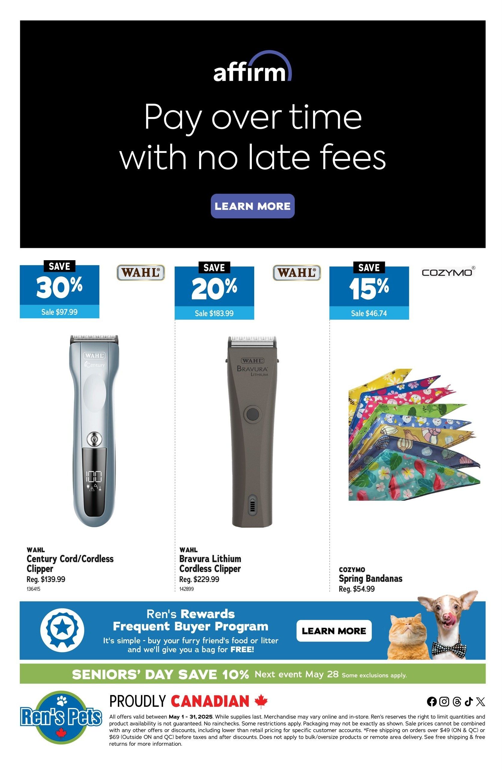 Ren's Pets Pet Professional Monthly Flyer May 1 to 31