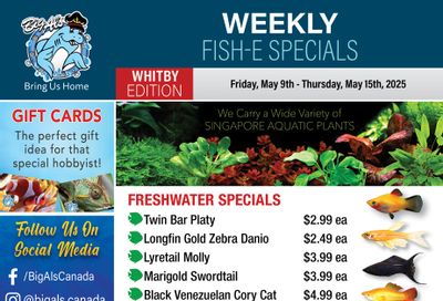 Big Al's (Whitby) Weekly Specials May 9 to 15
