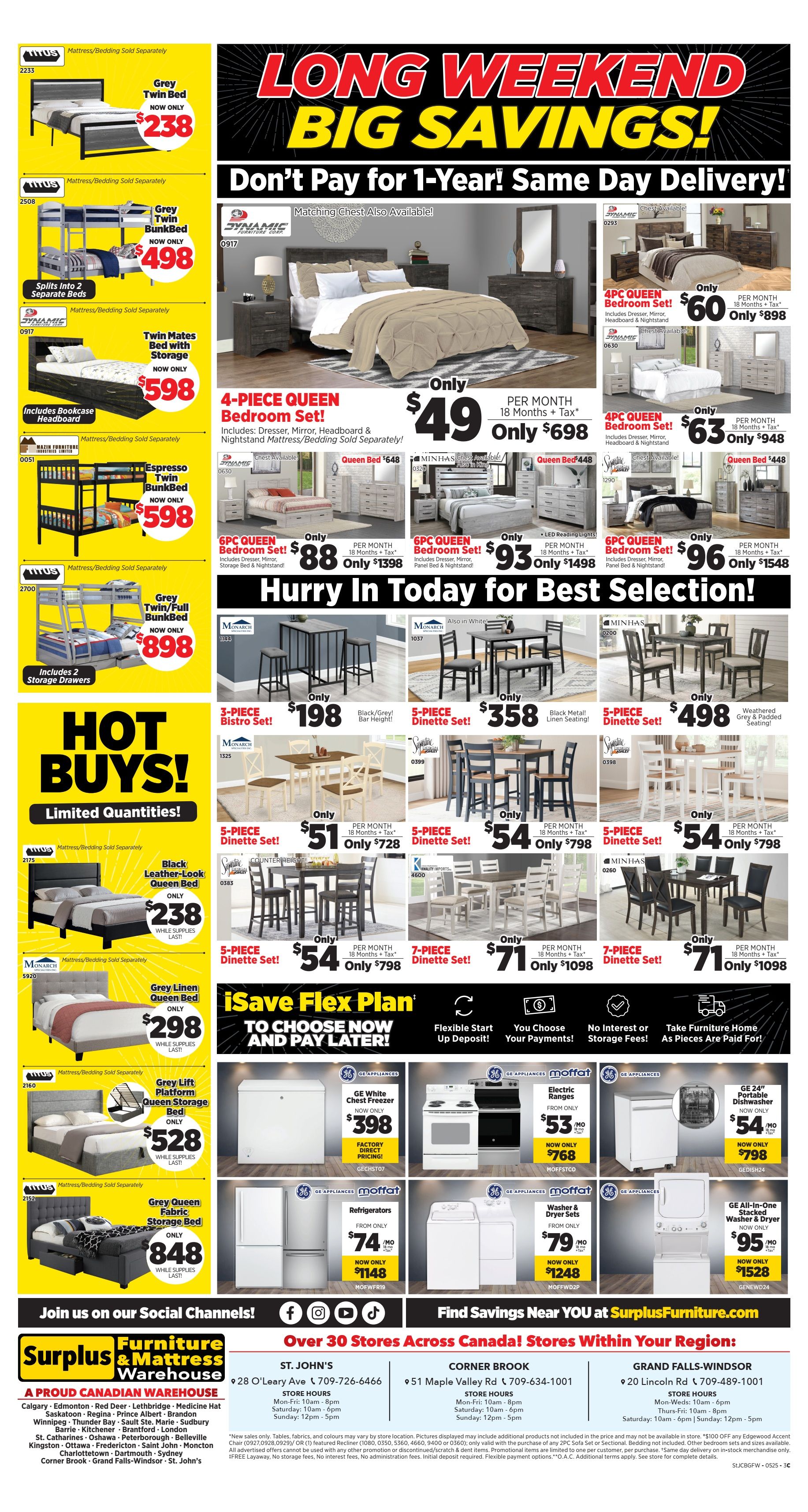 Surplus Furniture & Mattress Warehouse (St. John's, Corner Brook, Grand Falls Windsor) Flyer May 12 to 18