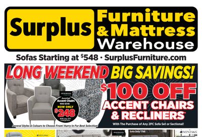 Surplus Furniture & Mattress Warehouse (Regina, Saskatoon, Prince Albert) Flyer May 12 to 18 Surplus Furniture & Mattress Warehouse (Regina, Saskatoon, Prince Albert) Flyer May 12 to 18